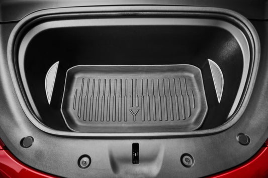 Tesla Model Y Zubehoer, Model Y Zubehoer, Model Y Fußmatten, Model Y Gummi-Fußmatten, model y vorderer Kofferraum, model y frunkmatte